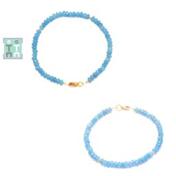 Bratara Jad Alb Colorat - Diametru 54 mm - Disc Fatetat - Accesorii Gold Filled - 2-3 x 4-5 mm - 1 Buc