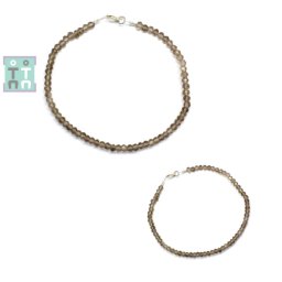 Bratara Cuart Fumuriu - Diametru 55 mm - Rondel Fatetat - Accesorii Argint 925 - 2-3 x 3-4 mm - 1 Buc