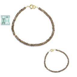 Bratara Cuart Fumuriu - Diametru 55 mm - Rondel Fatetat - Accesorii Gold Filled - 2-3 x 3-4 mm - 1 Buc