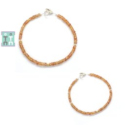 Bratara Safir Orange - Diametru 53 mm - Disc Fatetat Accesorii Argint 925 - 1,4-2 x 2-3 mm - 1 Buc