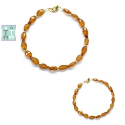 Bratara Granat Spesartin - Diametru 56 mm - Neregulata Fatetata Accesorii Gold Filled - 6-8 x 4-5 mm - 1 Buc