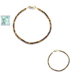Bratara Ochi de Tigru - Diametru 56 mm - Rotunda Fatetata - Accesorii Gold Filled - 2,5x2,5 mm - 1 Buc