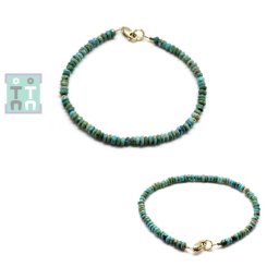 Bratara Turcoaz de Nepal - Diametru 55 mm - Disc Fatetat - Accesorii Gold Filled - 1.5-2 x 3-4 mm- 1 Buc