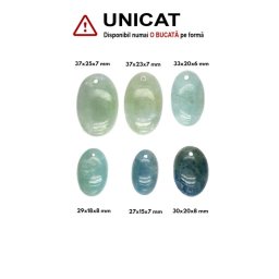 Pandantiv Acvamarin Oval cu Gaura - 27-37 x 15-25 x 6-8 mm - 1 Buc -