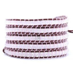 Bratara 5 wrap Cuart Cherry rotund 5 mm si snur maro