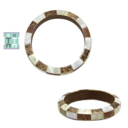 Bratara Sidef cu lemn 16 x 9 mm, Diametru 66 mm