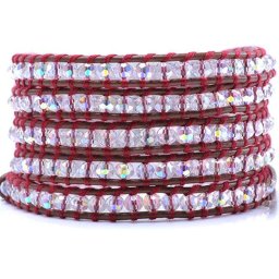 Bratara 5 wrap Sticla rotund fatetat 4 mm cu snur maro