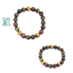 Bratara Ochi de Tigru Mixt Diametru 58 mm, Rotund - 10 x 10 mm