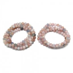 Bratara 4 Wrap Tip Mala Morganit cu Acvamarin Rotund - 6-6,9 mm - 1 Buc