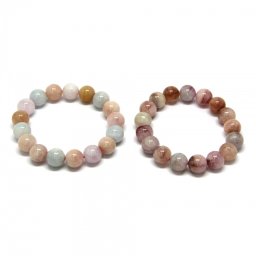 Bratara Morganit cu Acvamarin Margele Rotunde - 12-12,9 mm - Diametru 55-60 mm - 1 Buc