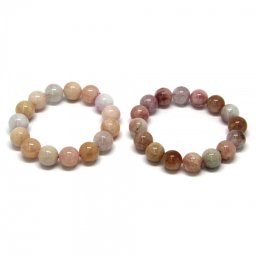 Bratara Morganit cu Acvamarin Margele Rotunde - 13-13,9 mm - Diametru 55-60 mm - 1 Buc