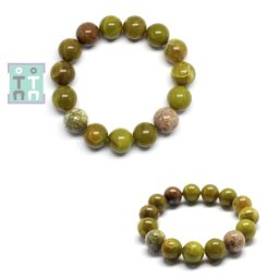 Bratara Opal Verde din Madagascar Diametru 56 mm - Margele Rotunde 14 x 14 mm