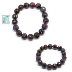 Bratara Safir Roz Diametru 55 mm - Margele Rotunde Fatetate 12 mm