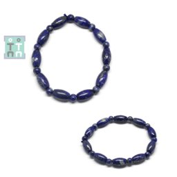 Bratara Lapis lazuli Diametru 54 mm din Margele Tub - 13 x 7 mm - Rotund 6 x 6 mm