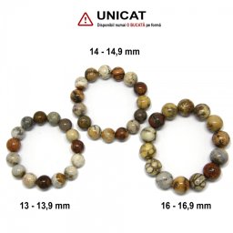 Bratara Lemn Fosil Palmier 58-64 mm din Margele Rotunde - 13 - 16,9 mm