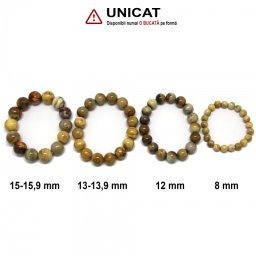 Bratara Fosil Lemn Palmier Diametru 58 mm din Margele Rotunde - 12-15,9 mm