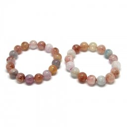 Bratara Morganit cu Acvamarin - Margele Rotunde - 12-12,9 mm Diametru 59-60 mm - 1 Buc