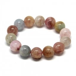 Bratara Morganit cu Acvamarin Diametru 59 mm - Margele Rotunde - 15-15,8 mm - 1 Buc