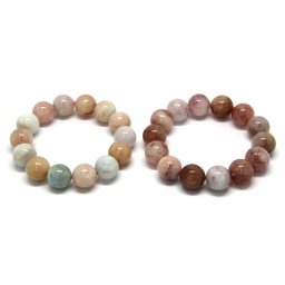 Bratara Morganit cu Acvamarin Margele Rotunde - 15-15,9 mm - Diametru 55-60 mm - 1 Buc