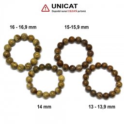 Bratara Fosil Lemn Palmier Diametru 58-64 mm din Margele Rotunde - 13-16,9 mm