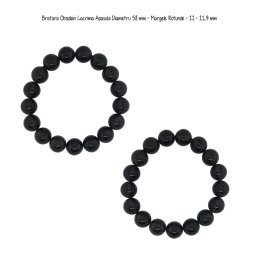 Bratara Obsidian Lacrima Apasului Diametru 58 mm - Margele Rotunde - 11 - 11,9 mm