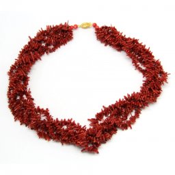 Colier din Coral Rosu cu Inchizatoare Filigran - 6-12x2-3 mm