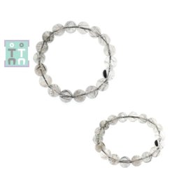 Bratara din Cuart cu Turmalina Neagra Diametru 55 mm - Margele Rotund 10-10,9 mm
