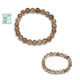 Bratara din Cuart cu Rutil Auriu Diametru 55 mm - Margele Rotund 8-8,9 mm