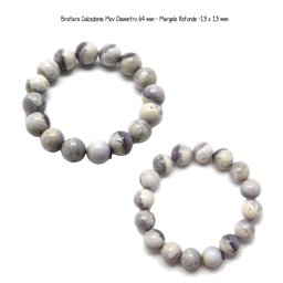 Bratara Calcedonie Mov Diametru 64 mm - Margele Rotunde -13 x 13 mm