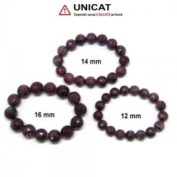 Bratara Rubin cu Zoisit Diametru 58-65 mm din Margele Rotunde Fatetate - 12-16 mm