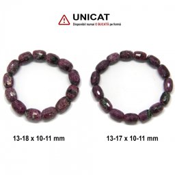 Bratara Rubin cu Zoisit Diametru 62 mm din Margele Tub Fatetate - 13-18 x 10-11 mm