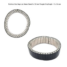 Bratara Onix Negru pe Alama Diametru 50 mm Margele Dreptunghi - 4 x 16 mm