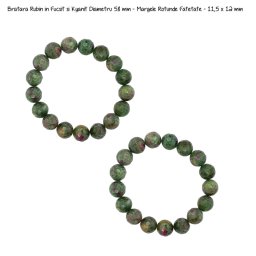 Bratara Rubin in Fucsit Diametru 58 mm - Margele Rotunde Fatetate - 11,5 - 12 mm