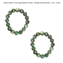 Bratara Rubin in Fucsit si Kyanit,Diametru 58 mm - Margele Rotunde Fatetate - 12,5 - 13 mm