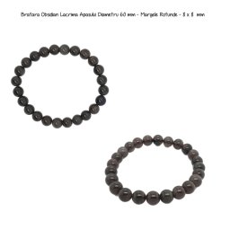 Bratara Obsidian Lacrima Apasului Diametru 54 mm - Margele Rotunde - 8 x 8 mm