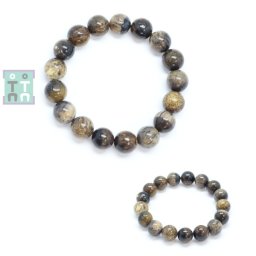 Bratara Fosil Lemn Diametru 60 mm - Margele Rotunde - 13-13 ,9 mm