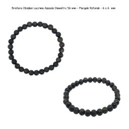 Bratara Obsidian Lacrima Apasului Diametru 56 mm - Margele Rotunde - 6 x 6 mm