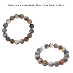 Bratara Agata de Botswana Diametru 60 mm - Margele Rotunde -12 x 12 mm