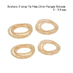 Bratara 3 Wrap Tip Mala Citrin Margele Rotunde - 7 - 7,9 mm