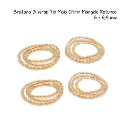 Bratara 3 Wrap Tip Mala Citrin Margele Rotunde - 6 - 6,9 mm
