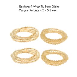 Bratara 4 Wrap Tip Mala Citrin Margele Rotunde - 5 - 5,9 mm
