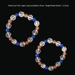 Bratara Cuart Alb cu Agata si Lapis Lazuli Diametru 60 mm - Margele Rotunde Fatetate - 11-12 mm