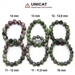 Bratara Rubin in Zoisit cu Cuart Diametru 58 - 62 mm din Margele Rotunde Fatetate- 10 - 14 mm