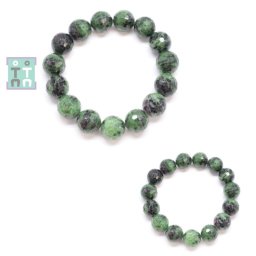 Bratara Rubin in Zoisit Diametru 60 mm din Margele Rotunde Fatetate - 13 x 13 mm