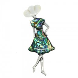 Brosa si Pandantiv din Sidef si Metal - 84x32 mm ( XXL )