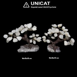 Pomul Vietii din Cuart Alb cu Suport de Ametist - 16 x 15-16 x 12-15 cm - 1 Buc