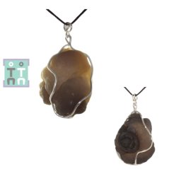 Pandantiv Calcedonie Nodular Bruta Naturala cu Argint 925 - 43x21x22 mm - Unicat