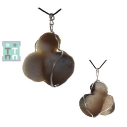 Pandantiv Calcedonie Nodular Bruta Naturala cu Argint 925 - 45x29x20 mm - Unicat