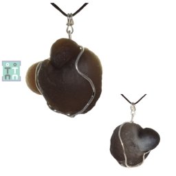 Pandantiv Calcedonie Nodular Bruta Naturala cu Argint 925 - 39x27x23 mm - Unicat