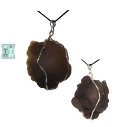 Pandantiv Calcedonie Nodular Bruta Naturala cu Argint 925 - 42x27x21 mm - Unicat